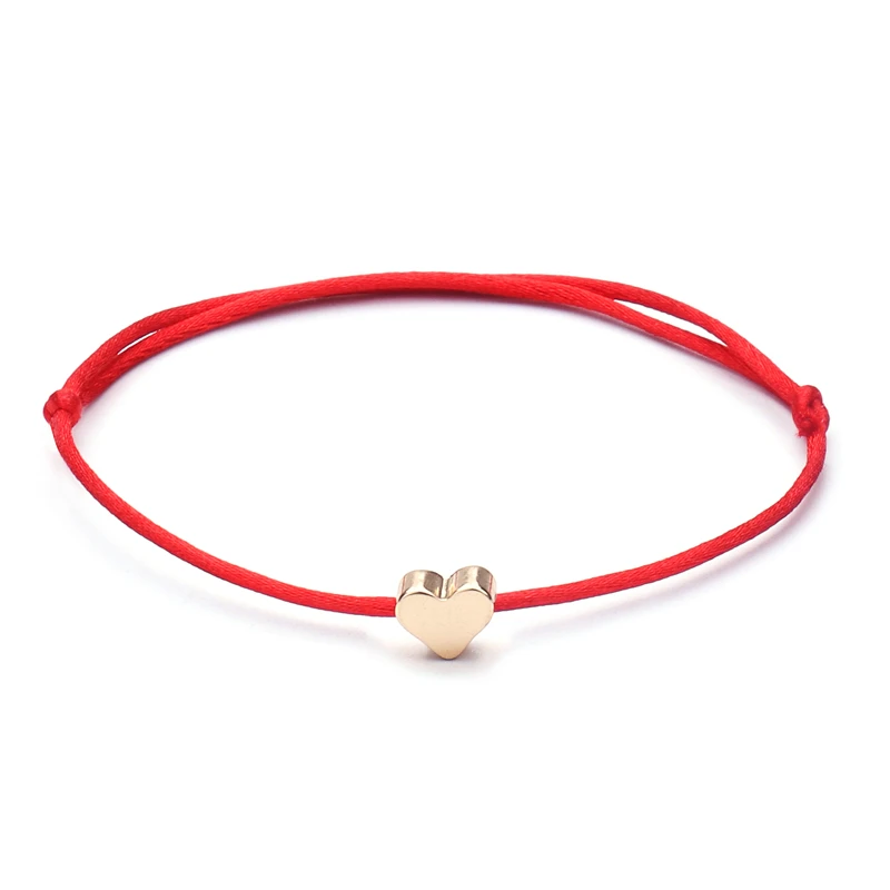 Ручной работы золотое сердечко серебряного цвета браслет и многоцветная Веревка