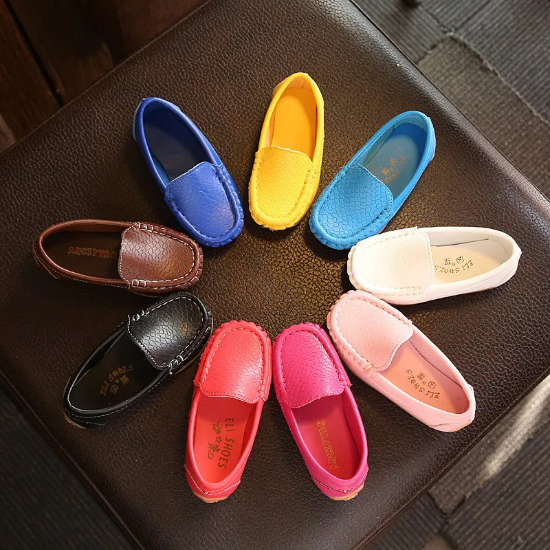 New Spring Boys Girls Children Shoes Kids Soft PU Leather Candy Color Loafers Toddlers Baby Casual Sneakers CSH550 | Детская одежда и