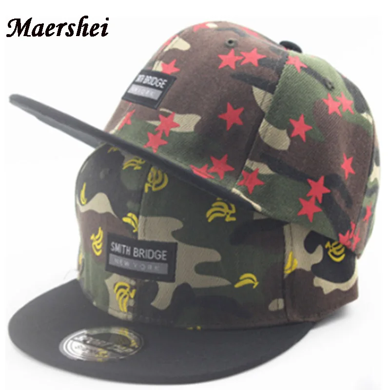 

Бейсболка MAERSHEI для мальчиков и девочек, камуфляжная, модная, для детей, с наклейками, Снэпбэк кепки в стиле хип-хоп