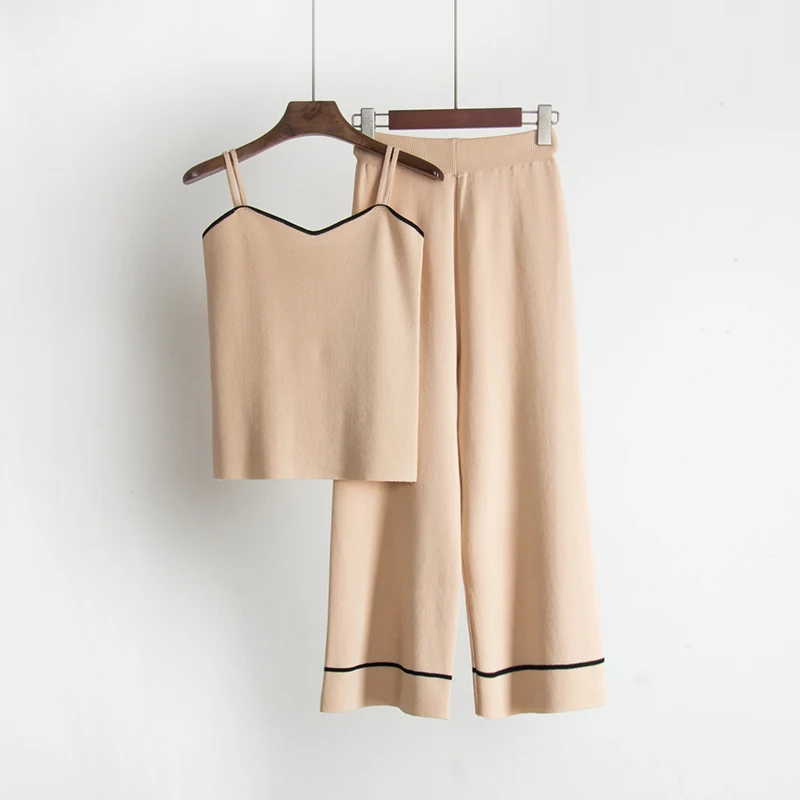 Женские летние комплекты из 2 частей 2018 укороченные топы и длинные брюки