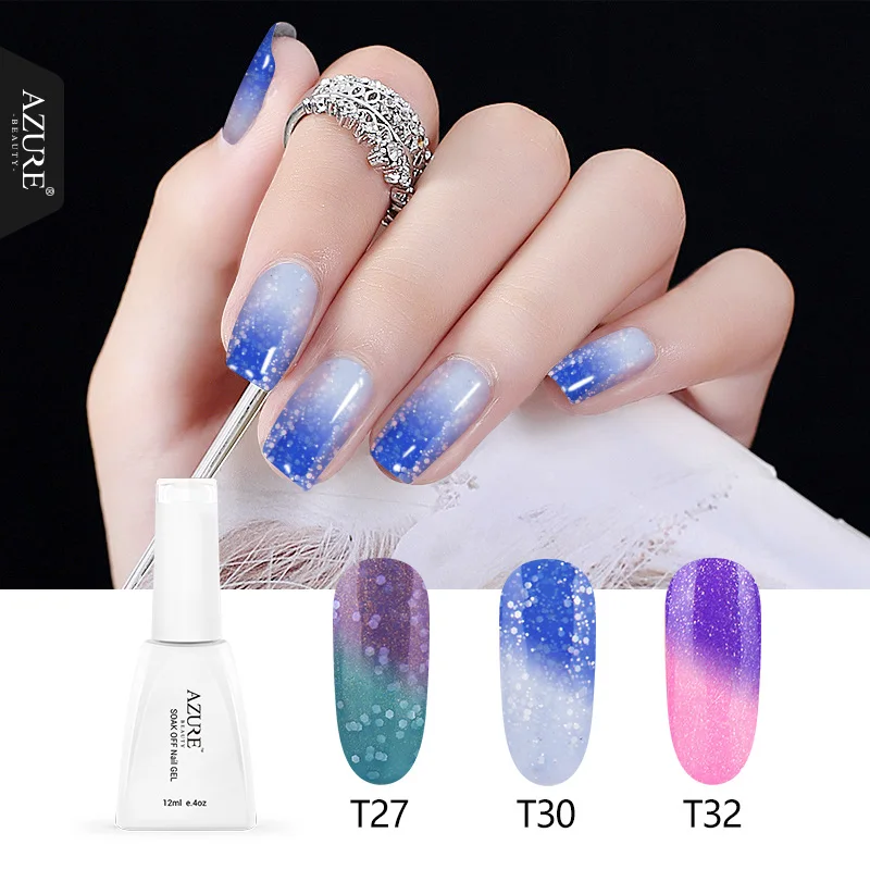 Лазурная красота 3 шт./лот Температура Блестящий лак для ногтей Лаки Термальность