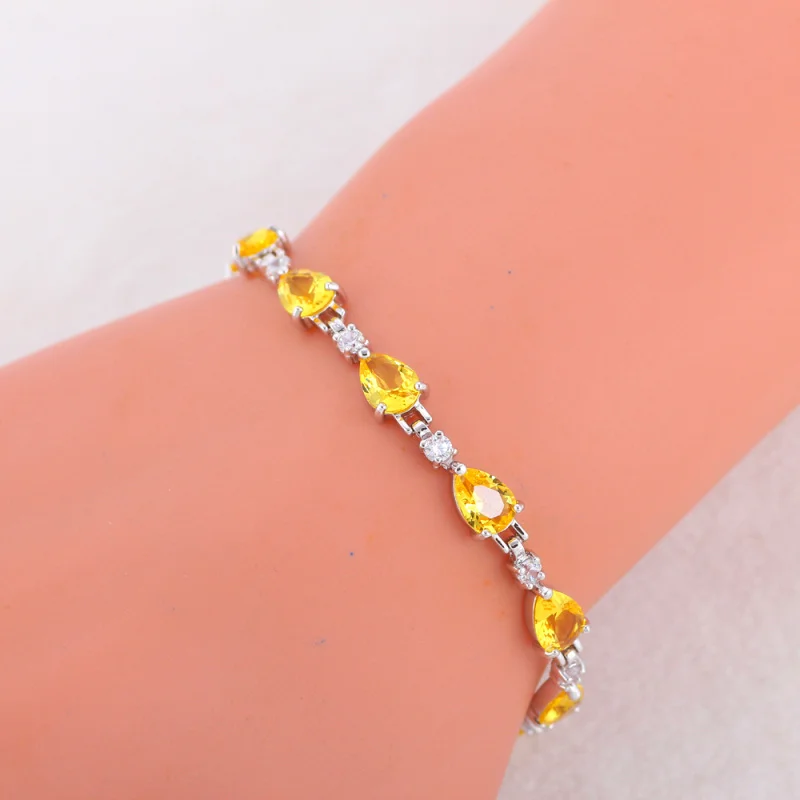 Ayowe 2017 новое поступление Элегантный Желтый Циркон Шарм Браслеты Серебро высокое