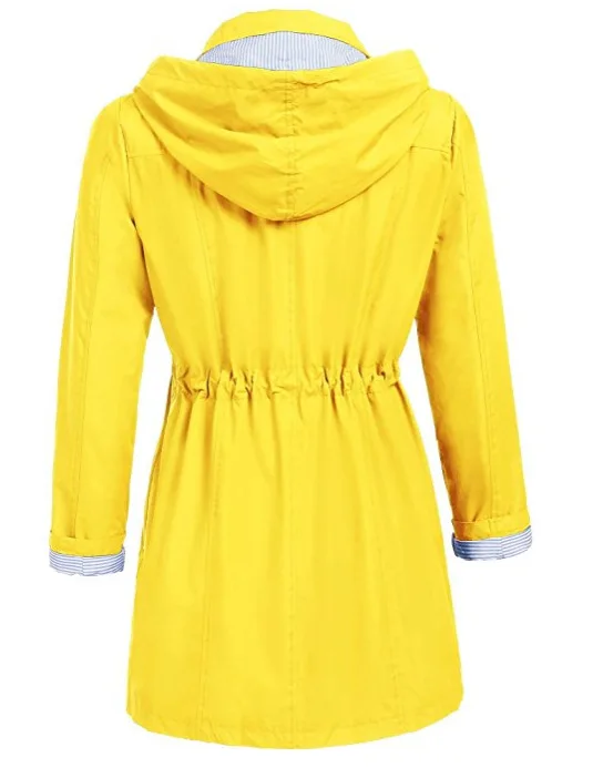 

HOT 2020 Spring autumn Leisure waterproof winproof solid Collect waist Package buttocks hooded women long coat girls Trench