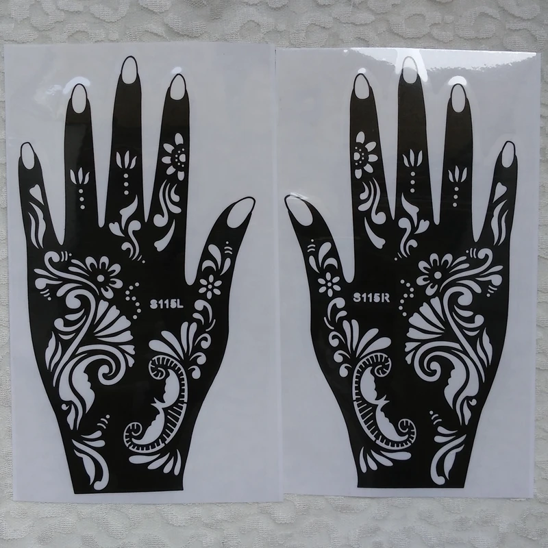 10 шт большие трафареты для татуировок хной цветок Аэрограф Для блесток Менди