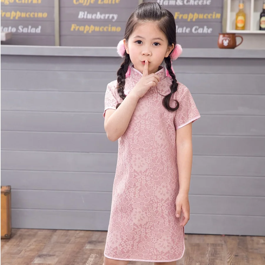 Floral Baby Qipao Girl Dress Chi-Pao Cheongsam Christmas Gift Chinese Kids Lace Dresses Girls clothing Wedding Princess | Детская одежда