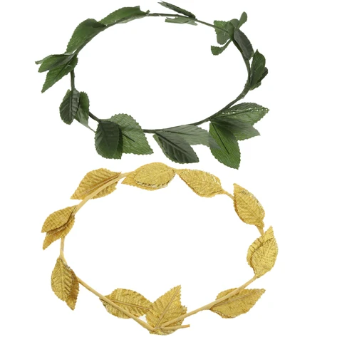 Повязка для волос с зелеными золотыми листьями, богиня Цезарь, лавровый венок ободок с листьями, 2 шт.