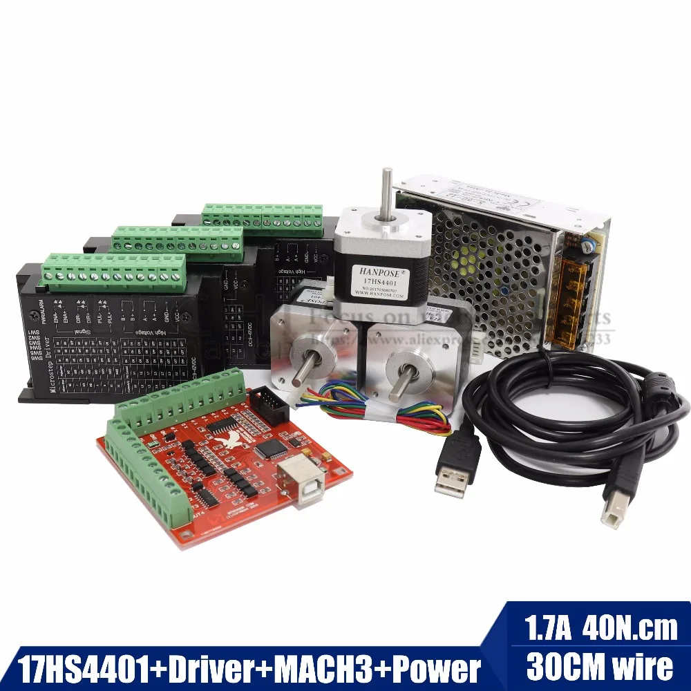 Шаговый двигатель 17hs4401 Nema 17 + TB6600 с картой контроллера MACN3 и мощностью 12 В 5 А 60