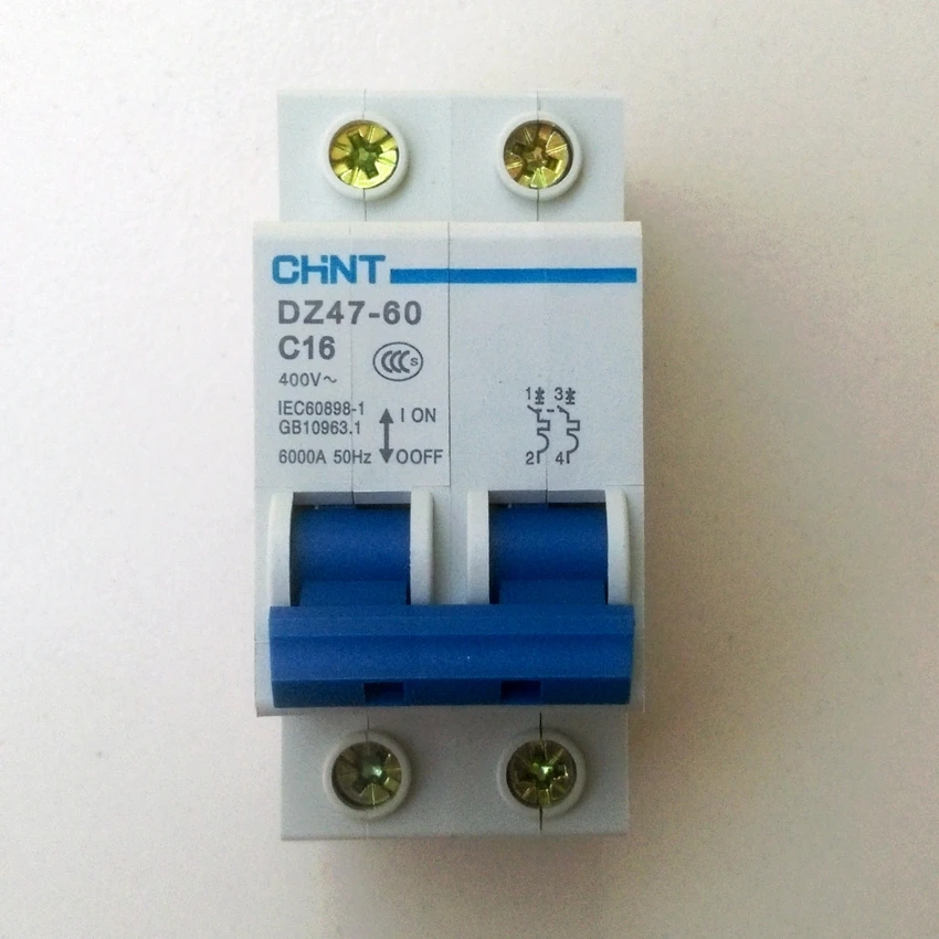 CHINT DZ47-60 AC230/400 V Американская классификация проводов 2р 16A Номинальная сила тока цепи 2pole миниатюрный автоматический выключатель