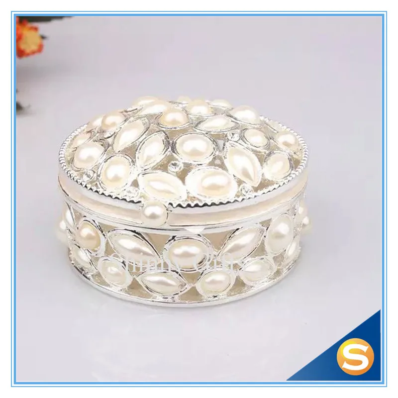 Винтажная коробка круглой формы новая эмалированная для оловянного кольца с