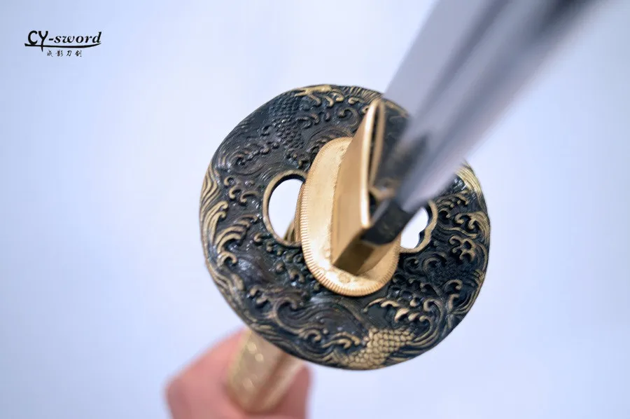 1060 STEEL oil quenching clay tempering golden blade handmade katana sword