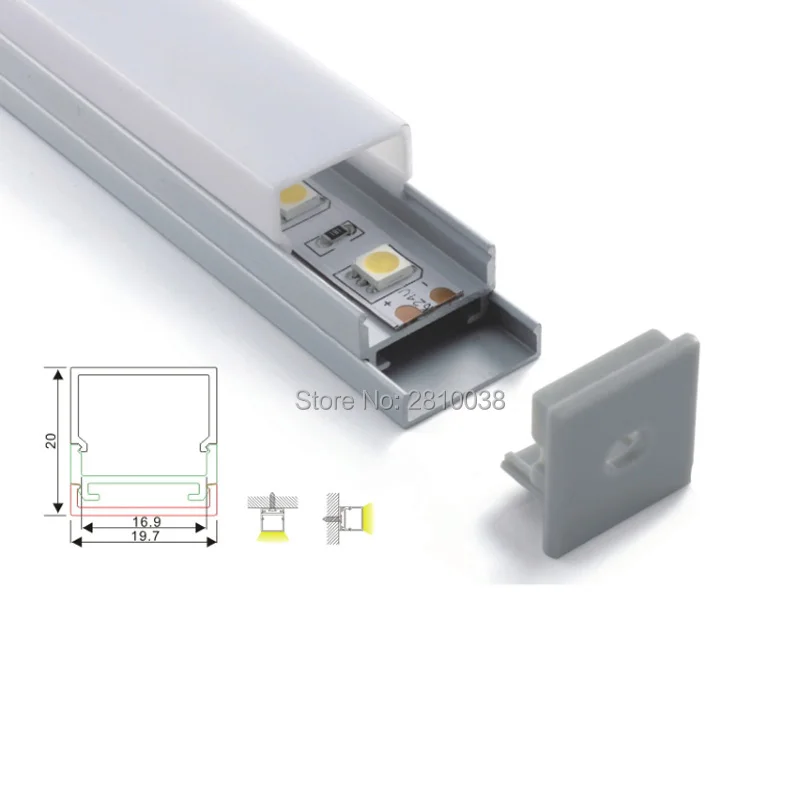 20 X1M Sets/Lot U shape led strip aluminium profile and square channel alu led for ceiling or recessed wall lights