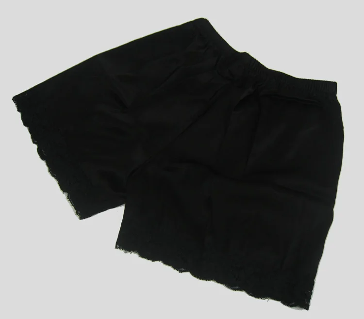 100% шелк Шармез Атласная Безопасные Брюки из чистого шелка шитье кружевные шорты