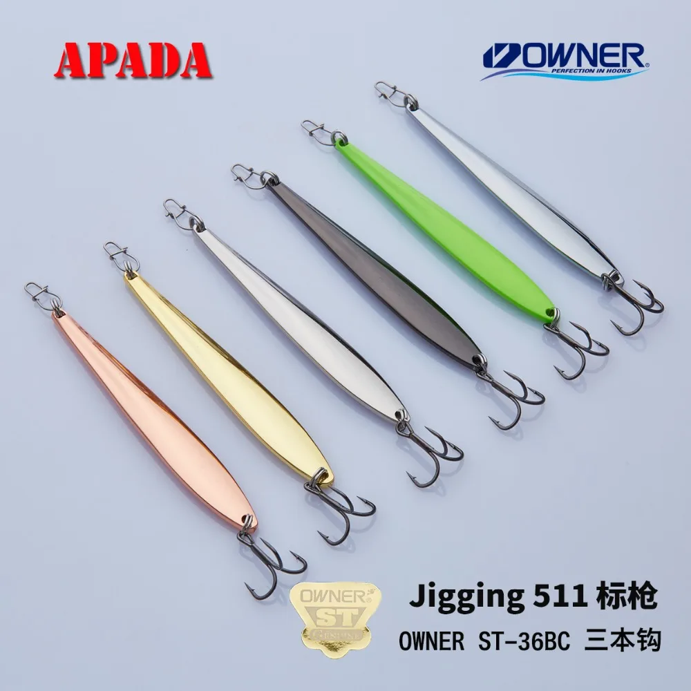 

APADA Jigging 511 Javelin усиленный тройной крючок + перо 10 г 79 мм рыболовные приманки для окуня Многоцветный металлический сплав цинка