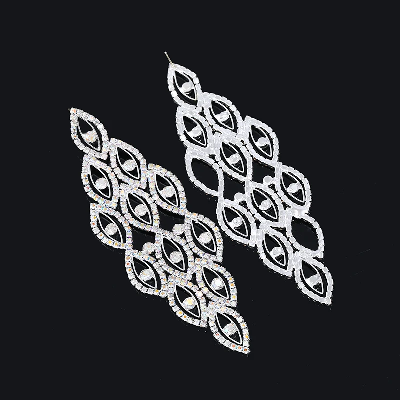 Женские блестящие серьги YIZILI многослойные со стразами бижутерия E040|bridal rhinestone