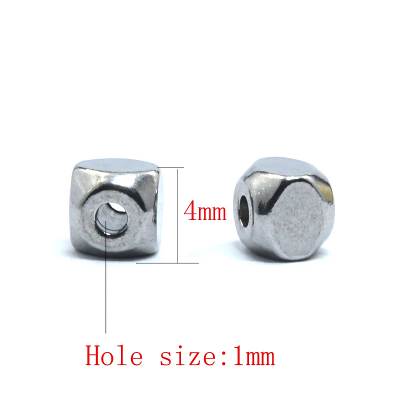 50PCS/lot 316 Stainless Steel 4mm Solid Square Beads European Spacer Charms For DIY Bracelet Jewelry Making | Украшения и
