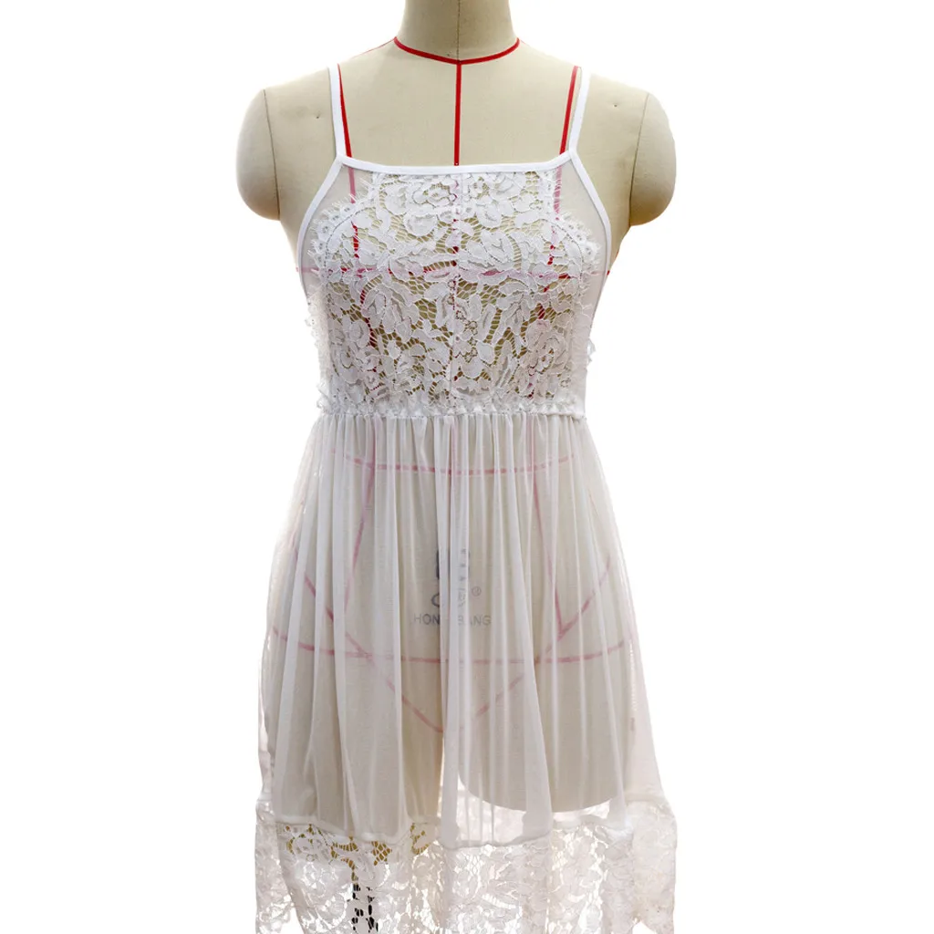 Женская кружевная ночная рубашка большого размера с вышивкой на шее|Ночные