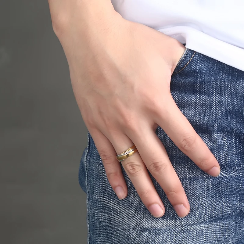 Simple Wedding Ring for Women Men Black Rose Gold Color Stainless Steel Personality Jewelry Gift | Украшения и аксессуары