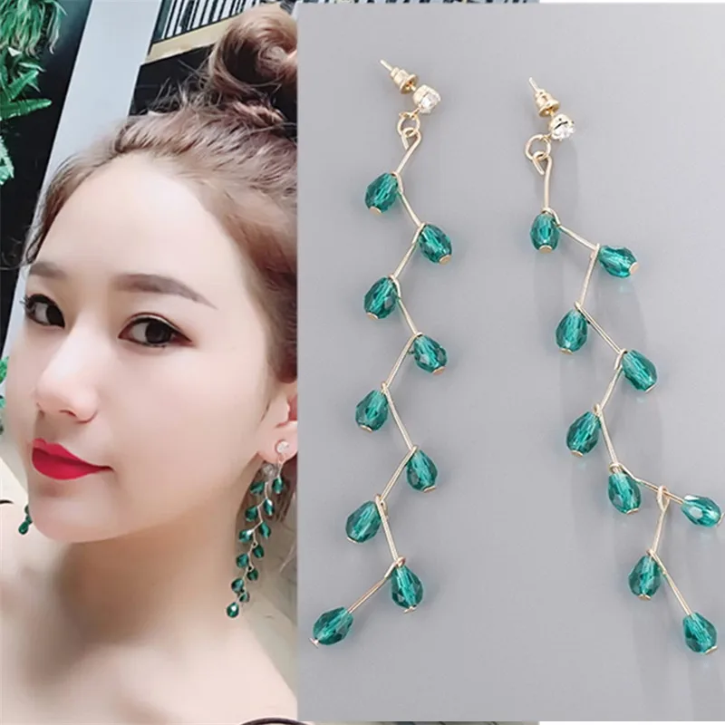 Женские модные серьги Bijoux DIY чистый ручной работы длинное эффектное каплевидный