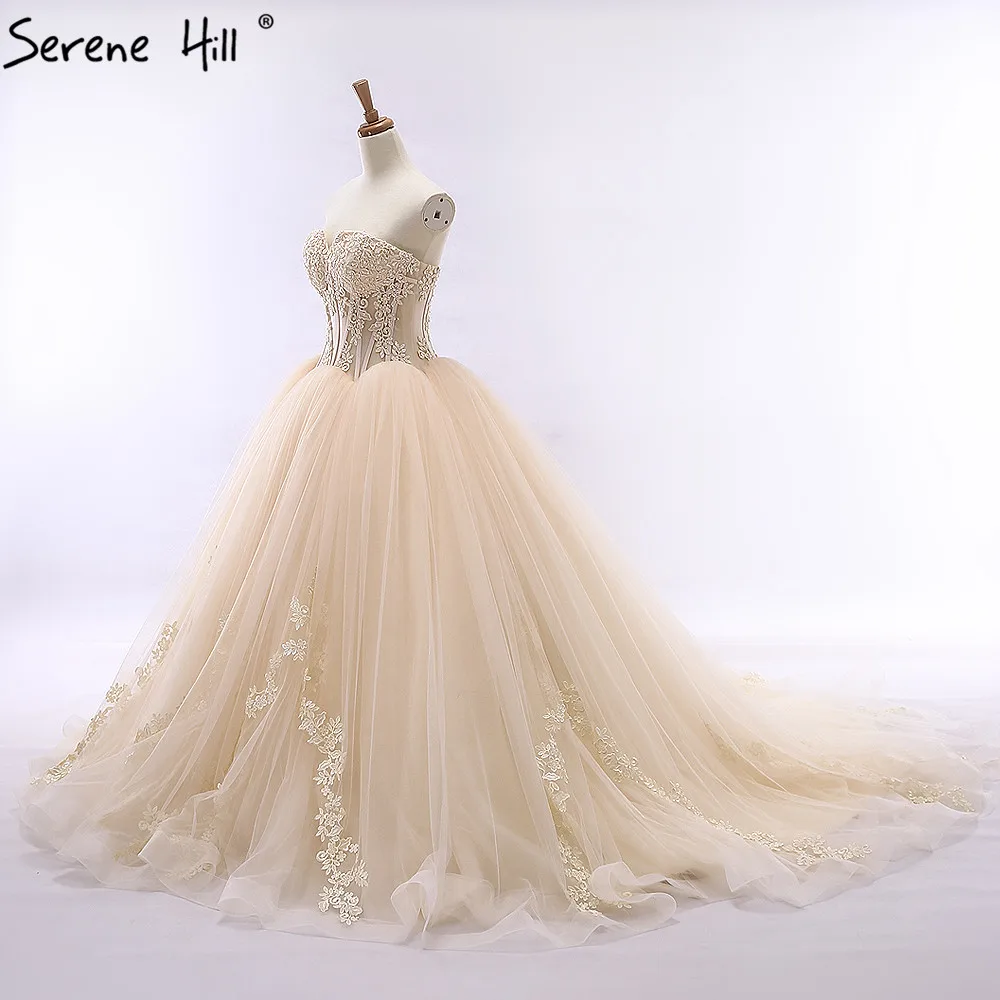 Свадебное платье цвета шампанского без бретелек на шнуровке 2020|vestido de noiva|de noivatulle