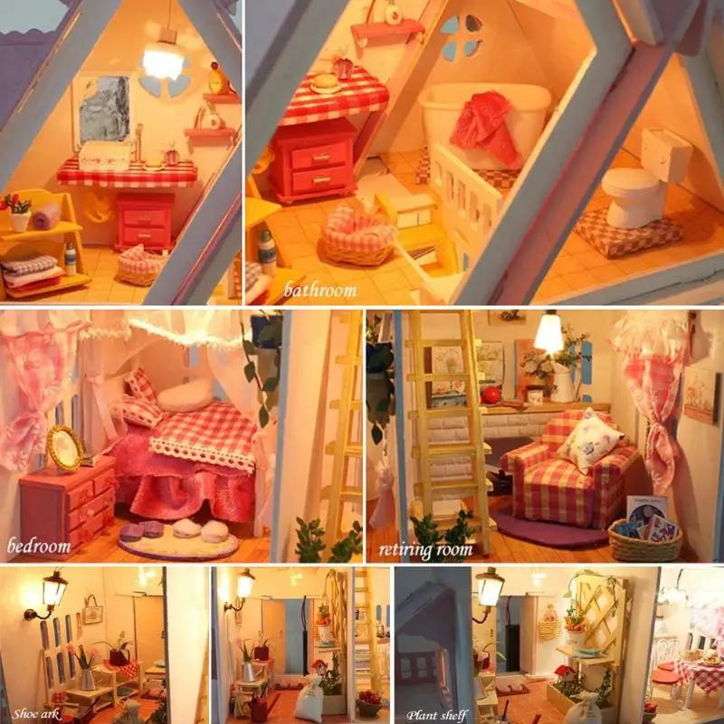 Новая серия 1012 Деревянный Кукольный дом Sunshine миниатюрный DIY с мебелью дерево большой ручной сборки Sunshine игрушки «Алиса»