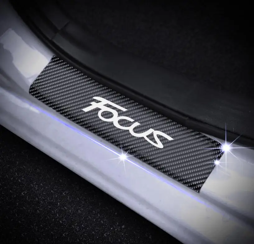 Белый Для Ford FOCUS защита порога Светоотражающая 4D Наклейка из углеродного волокна Защита порога 4 шт. красный - Название цвета: Белый