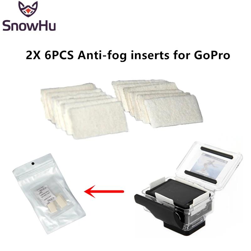 SnowHu для Go pro аксессуары противотуманные вкладыши 12 шт. в комплекте многоразовые