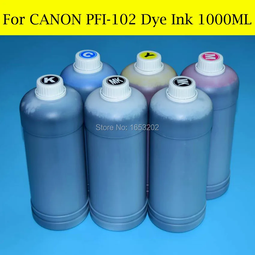 

6 L For Canon PFI-102 Dye Ink For Canon iPF500 iPF510 iPF600 iPF605 iPF610 iPF700 iPF710 iPF720 Printer