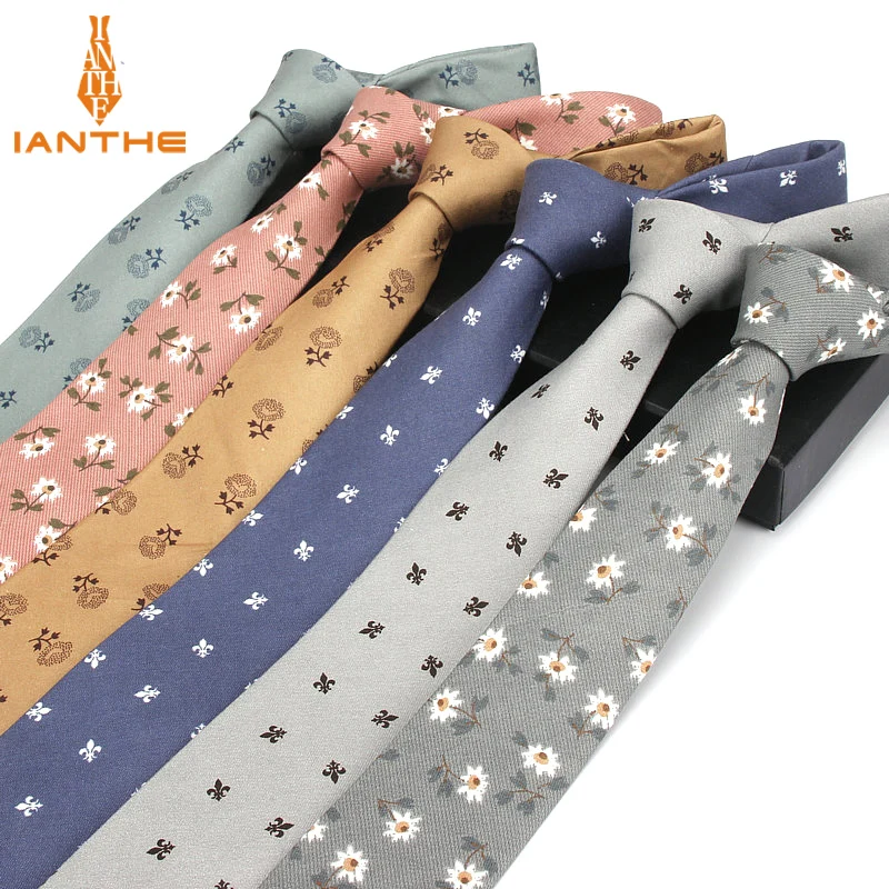 

2018 Brand New Fashion Flower Printed Neck Ties For Men Casual Narrow Slim Tie Bridegroom Weeding Party Corbatas 6cm Necktie