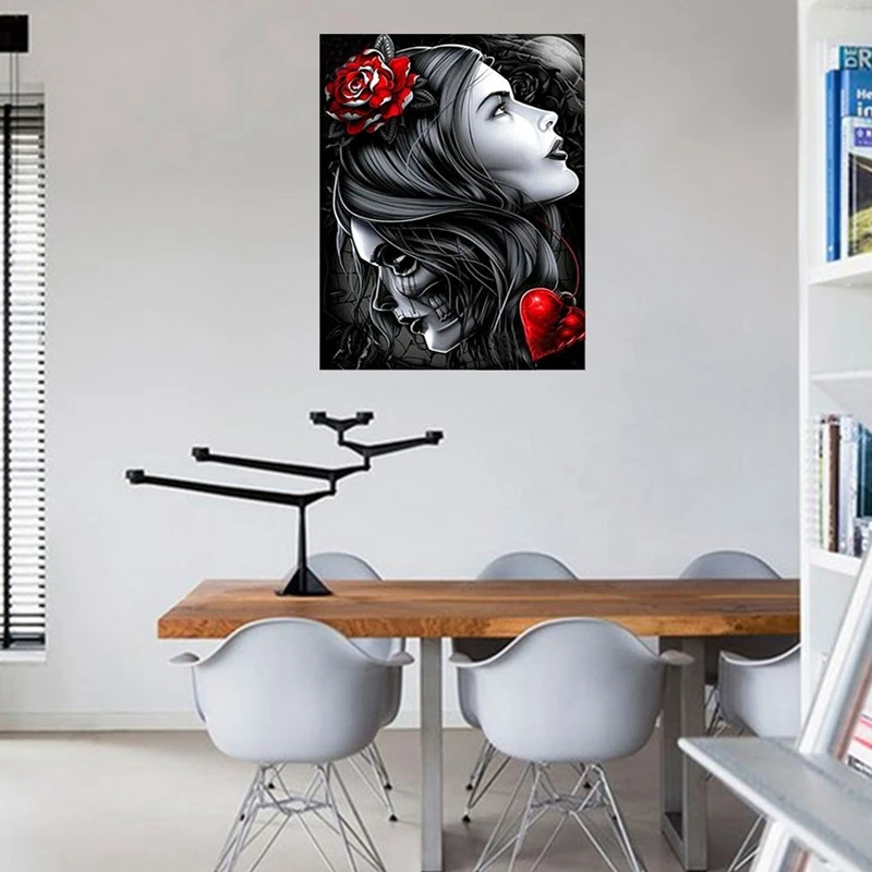 Полная дрель 5D алмазная картина красота и череп вышивка крестиком набор