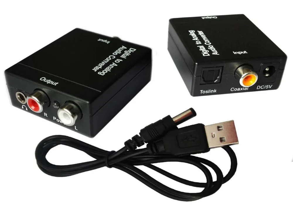 Цифровой Оптический Toslink SPDIF Коаксиальный Аналоговые L/R RCA Аудио Конвертер