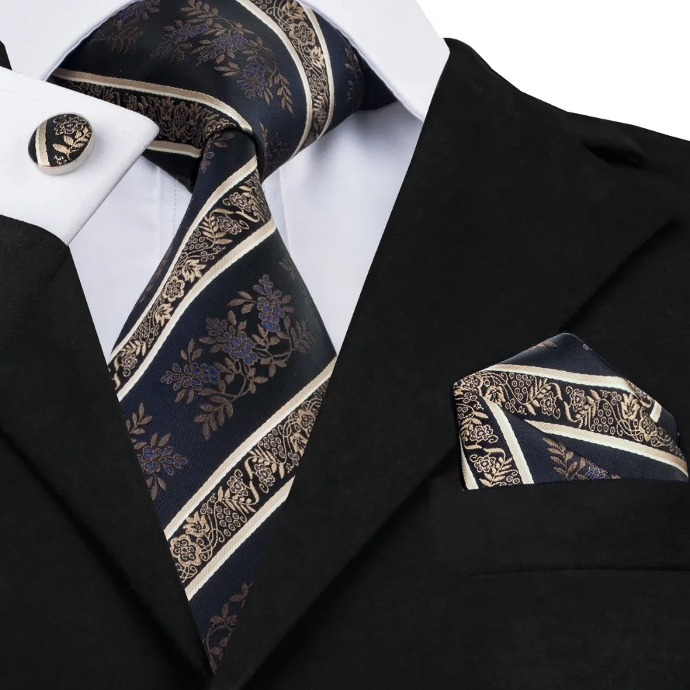 Мужской комплект из галстука и запонок 100% шелк|silk tie|striped tieties for men |