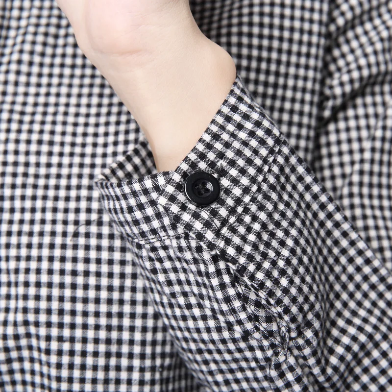 Женские длинные рубашки 2017 Осенняя клетчатая рубашка с длинным рукавом Женская