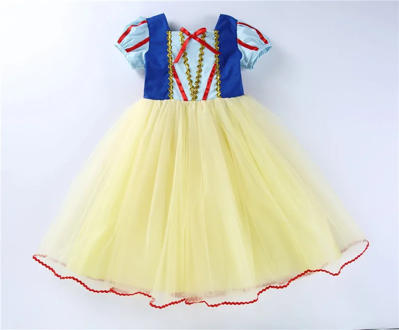 Summer Girls Snow White Princess Dresses Kid Short Sleeve Mesh Dress Fancy Girl Carnival Birthday Graduation Party Vestido 4-10y | Детская