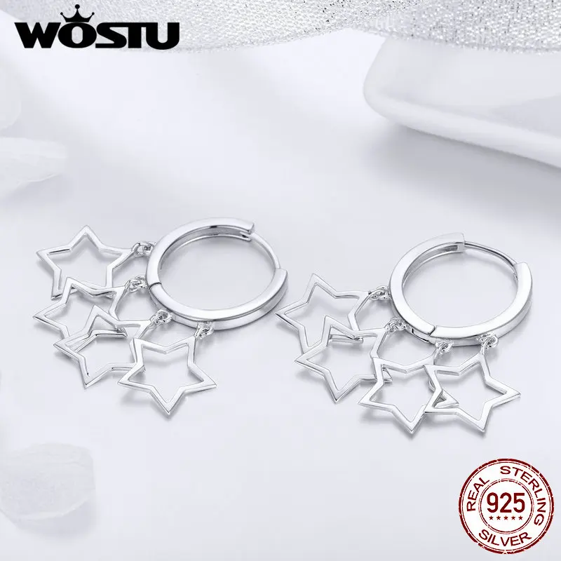 WOSTU Аутентичные 100% Стерлинговое Серебро 925 пробы Звездная игра Drop серьги для