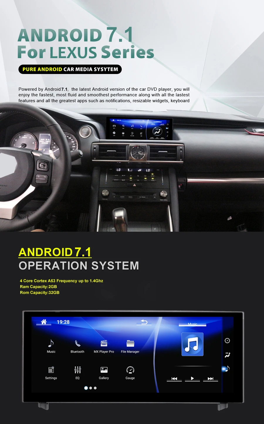 Dual System keep original Mouse android 7.1 octa core car gps navigation device for Lexus IS 200 250 300 350 200t 300h 2013
