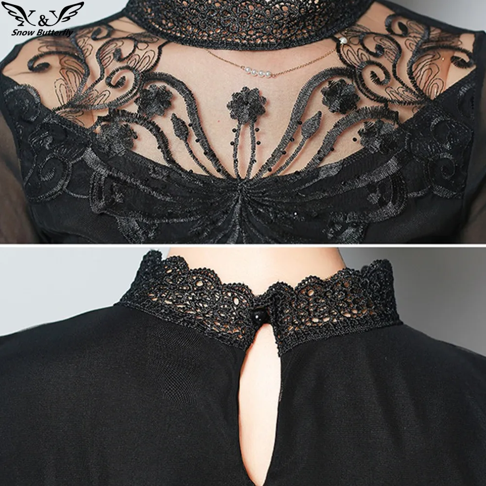 2019 осень зима для женщин топы корректирующие модные кружево шить блузка с
