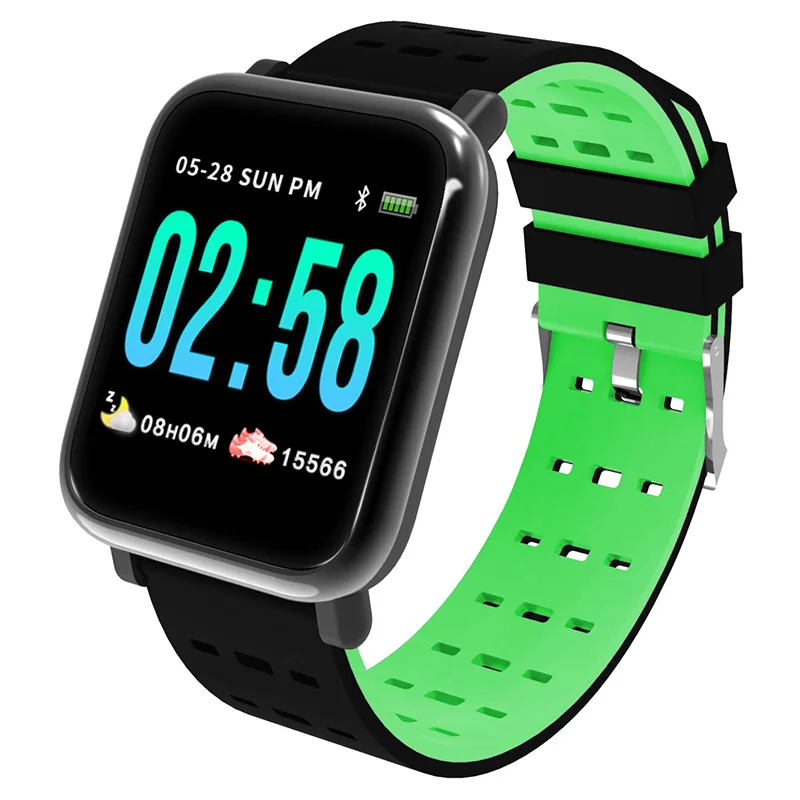 SmartBand Green Умный Браслет A6, водонепроницаемый шагомер, фитнес-трекер, пульсометр, кровяное давление, часы для мужчин и женщин, браслет для отслеживания активности - Цвет: SmartBand Green