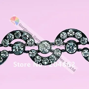 Высококачественная пластиковая черная основа с кристаллами SS6 10 ярдов|trims for