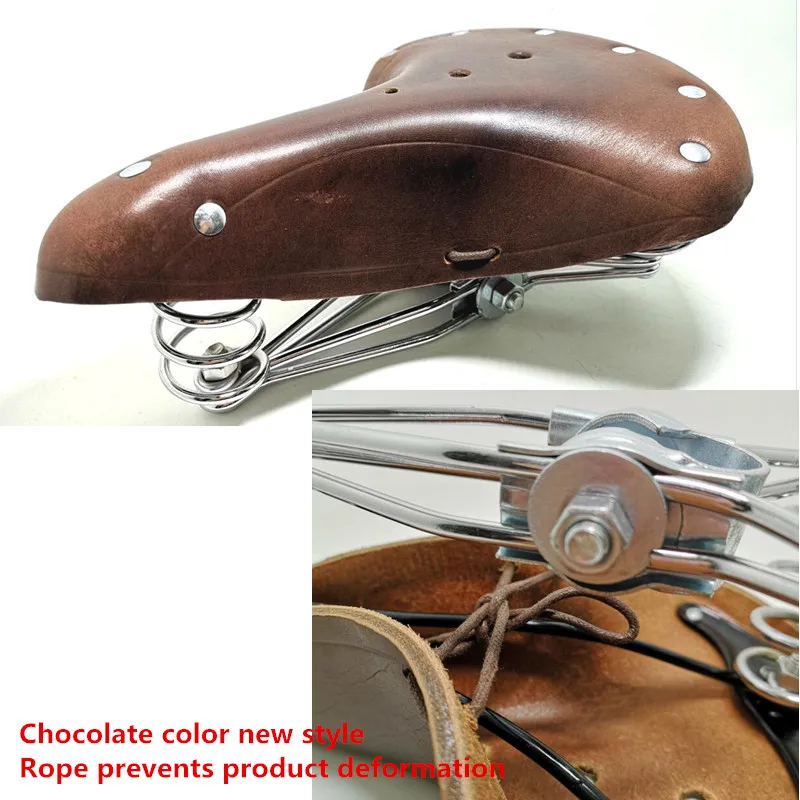 Chocolate new style Винтажное велосипедное седло 2628, натуральная кожа, старый стиль, велосипедное весеннее седло, натуральная кожа, автомобильное сиденье, TDX-4 - Цвет: Chocolate new style