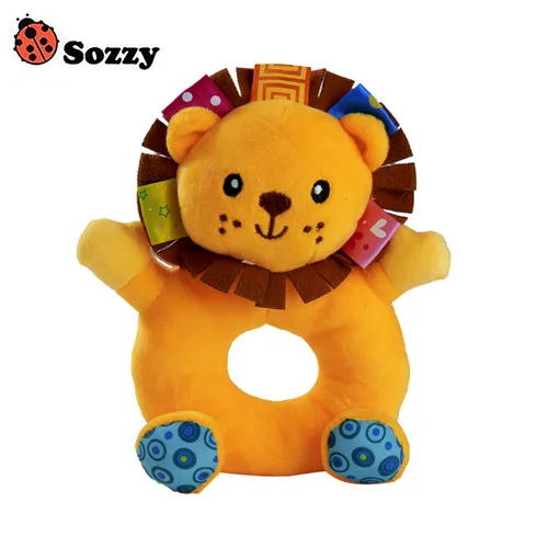 Lion Sozzy 6 стилей, Детские Веселые игрушки-качалки, мягкие погремушки, плюшевые игрушки, милые животные, Лев, слон, лягушка, обезьяна, 0M - Цвет: Lion
