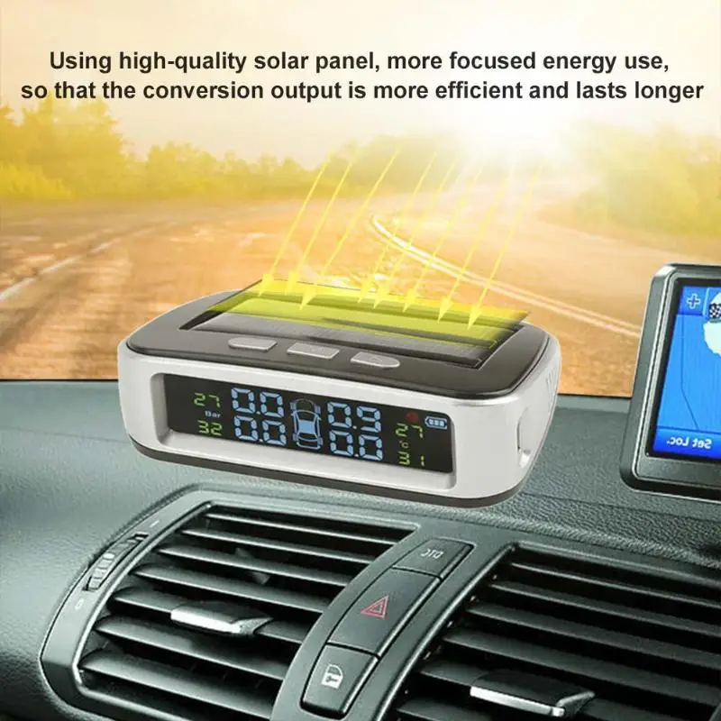 Умная солнечная система контроля давления в автомобильных шинах TPMS, система солнечной энергии с 4 внутренними датчиками, система охранной сигнализации для автомобильных колес s
