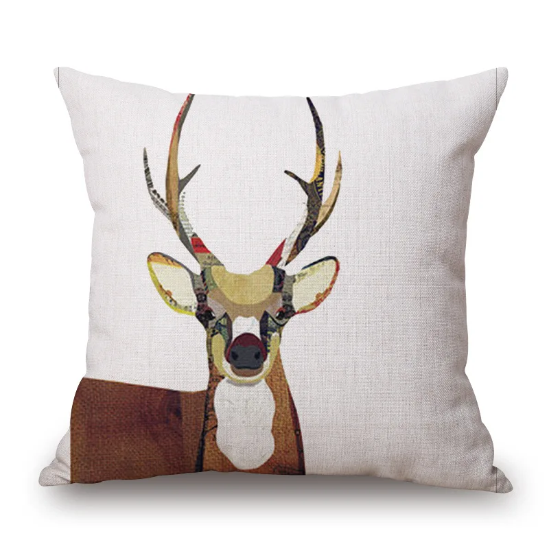 

45x45cm Nordic Style Gemoetric Decorative Pillow Cover Deer Cushion Cover Linen Cotton Home Living Textile
