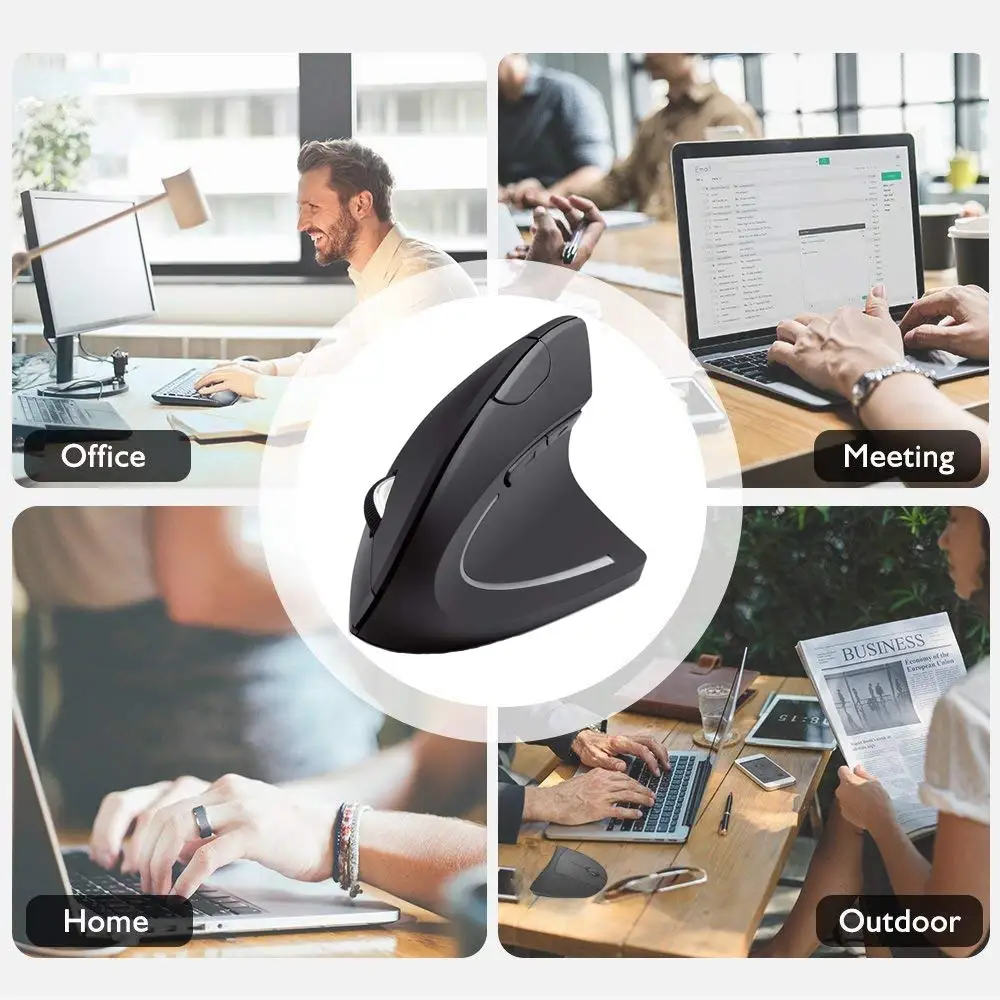 Wireless Mouse Ergonomic Optical 2.4G 800/1200/1600DPI Colorful Light Wrist Healing Vertical Mice with Pad Kit For PC | Компьютеры и