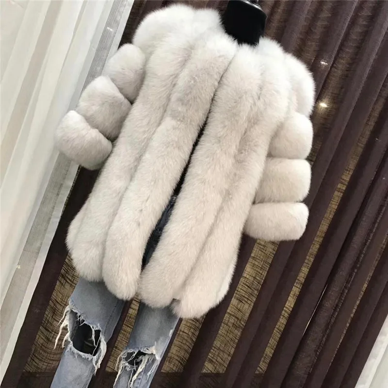 Новая модная зимняя натуральная Шуба TOPFUR шуба из натурального Лисьего меха для