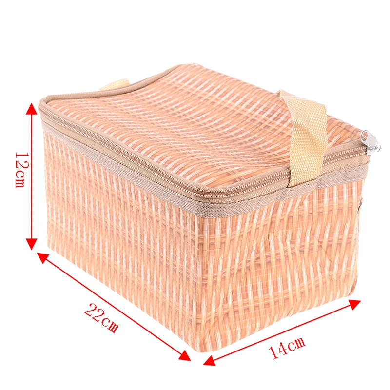 

Portable Waterproof Insulated Thermal Cooler Lunch Box Picnic Container Storage Bag Pouch Imitation Rattan Lunch Bag