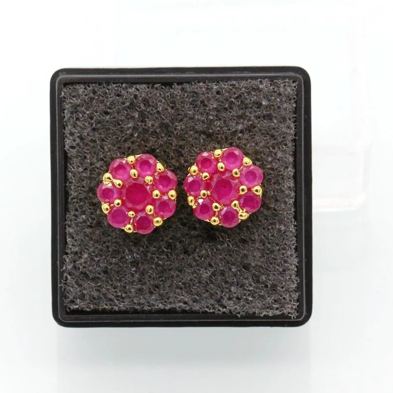 Женские серьги гвоздики с цветком JINYAO очаровательные из чистого золота фианитом