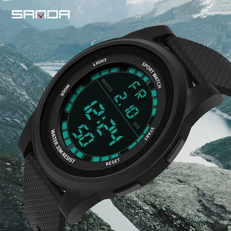 

SANDA 3ATM Waterproof Men Digital Watch Super Slim Outdoor Men's Sports Watches Ultra Thin Fashion Military Army Sport Watch