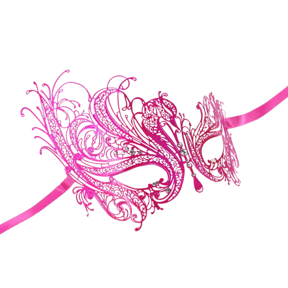Роскошная розовая металлическая маска с лазерной резкой вечеринки 2016 года|laser cut
