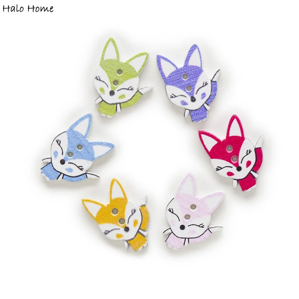 30 шт 2 отверстием разных лиса деревянными пуговицами Костюмы ремесла швейные