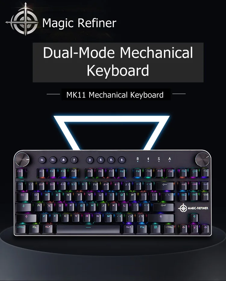 MAGIC REFINER MK11 портативный Bluetooth беспроводной/USB Проводной Двойной режим RGB с подсветкой мультимедиа Механическая игровая клавиатура